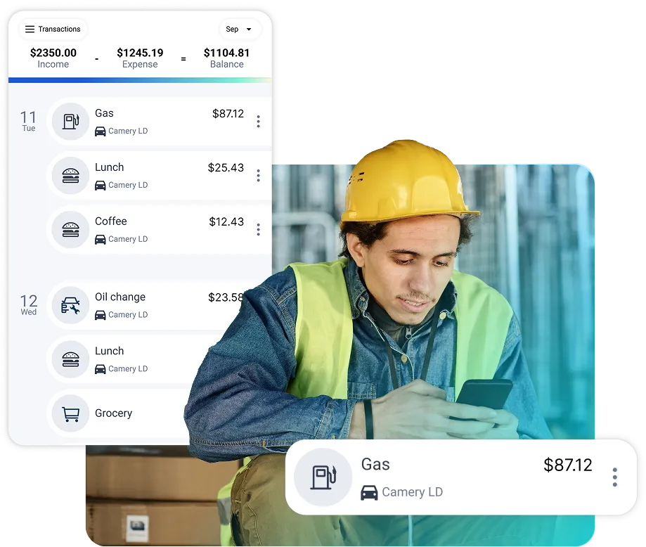 Trabajador de la construcción que usa TripLog para administrar sus gastos