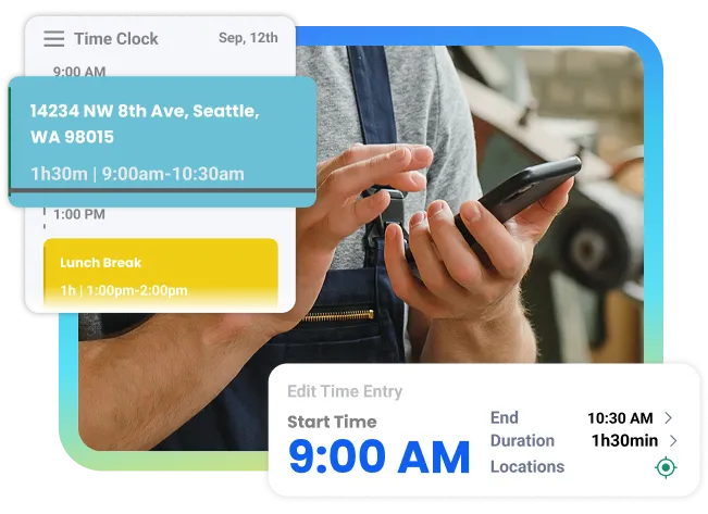 home page hero banner image showing TripLog's time tracking features