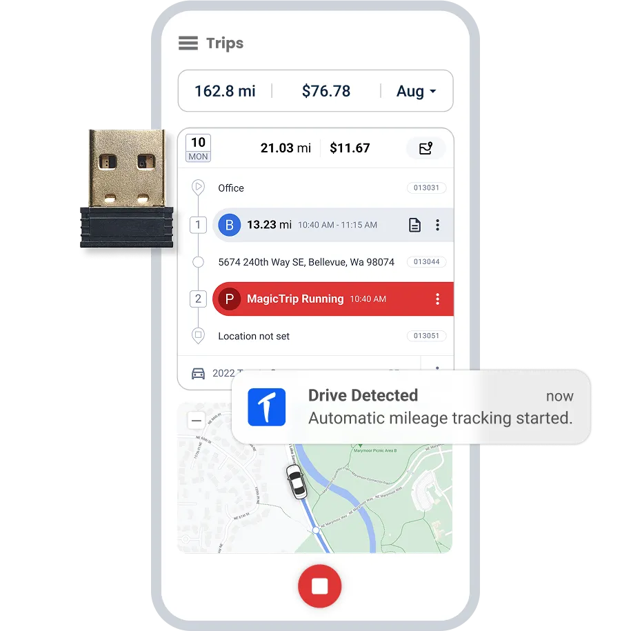 an image showing TripLog Beacon, TripLog's iBeacon mileage tracking device