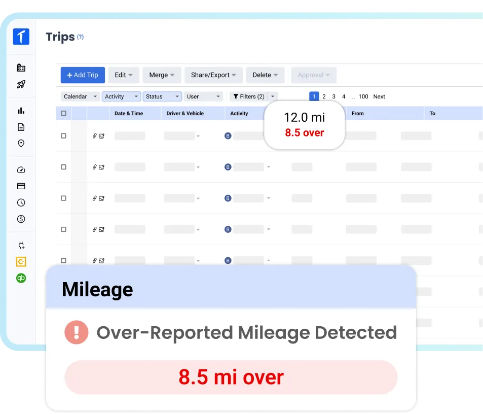 over-reported mileage alert