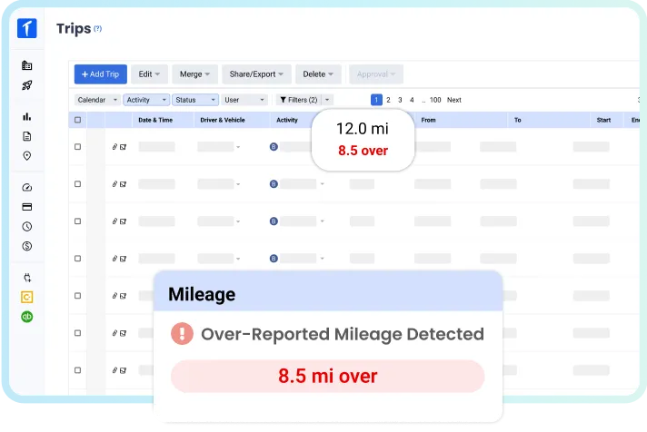 over-reported mileage indication