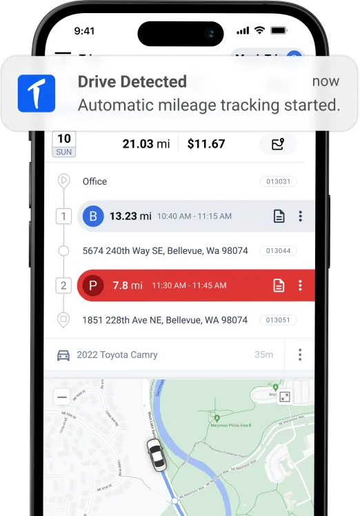 triplog app with drive detection pop-up mobile