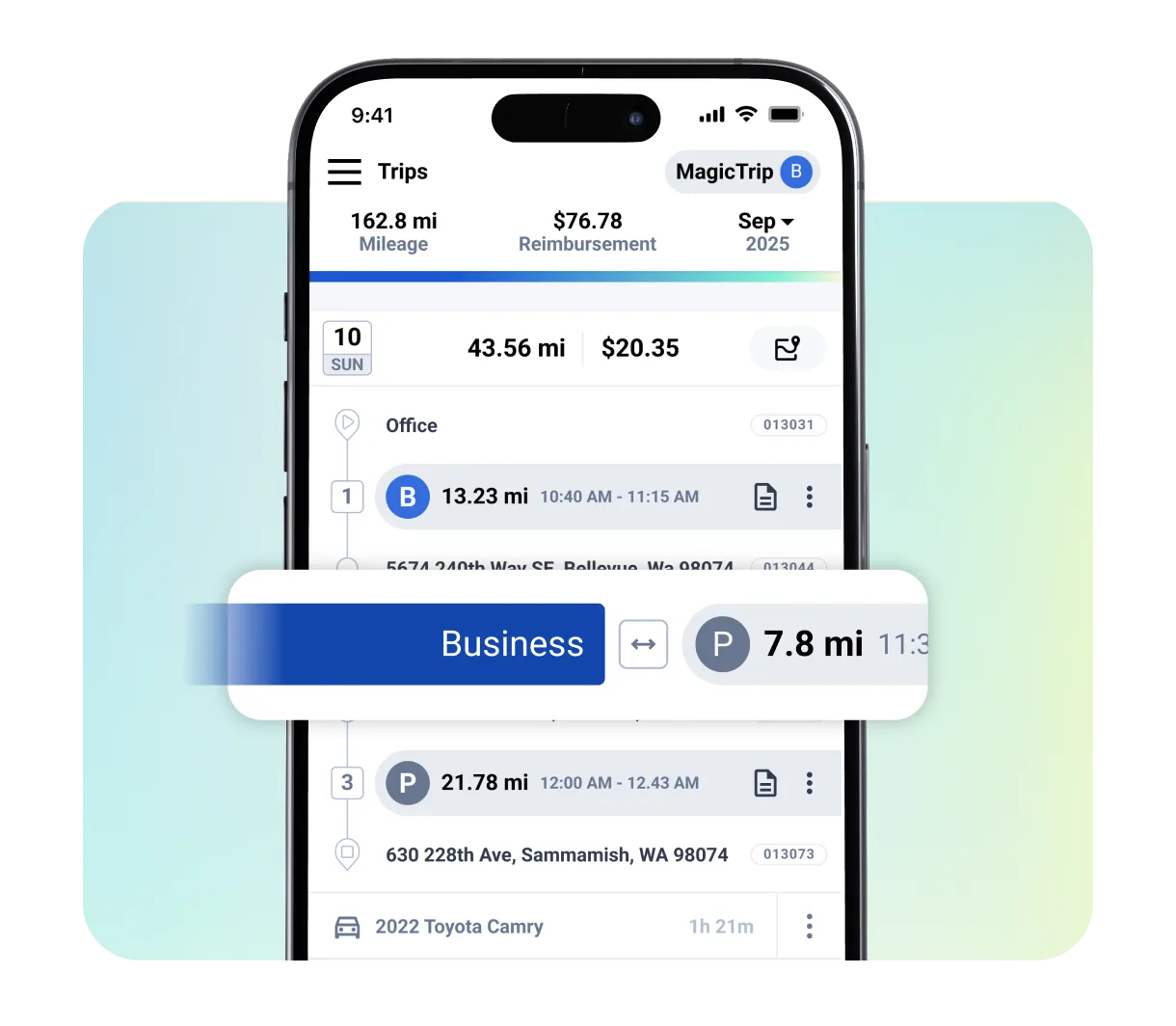 showing how to classify trips as business or personal in the triplog app for rover sitters