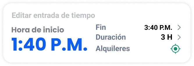una ventana emergente que muestra cómo puede editar una entrada de tiempo