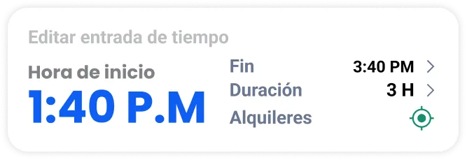 una ventana emergente que muestra cómo puede editar una entrada de tiempo