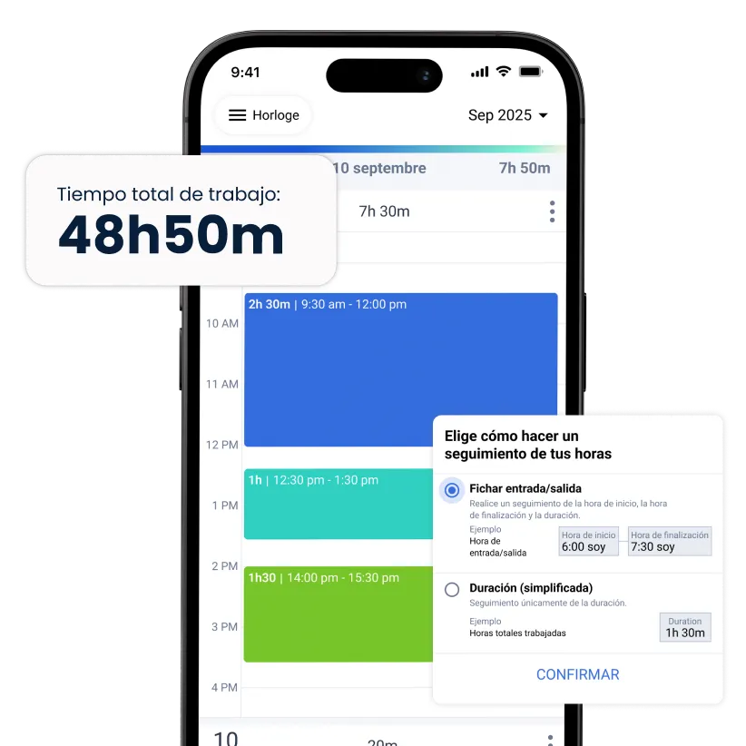 aplicación de seguimiento de kilometraje triplog en el teléfono con ventanas emergentes a su alrededor que muestran las funciones de seguimiento del tiempo