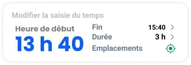 une fenêtre contextuelle montrant comment modifier une saisie de temps