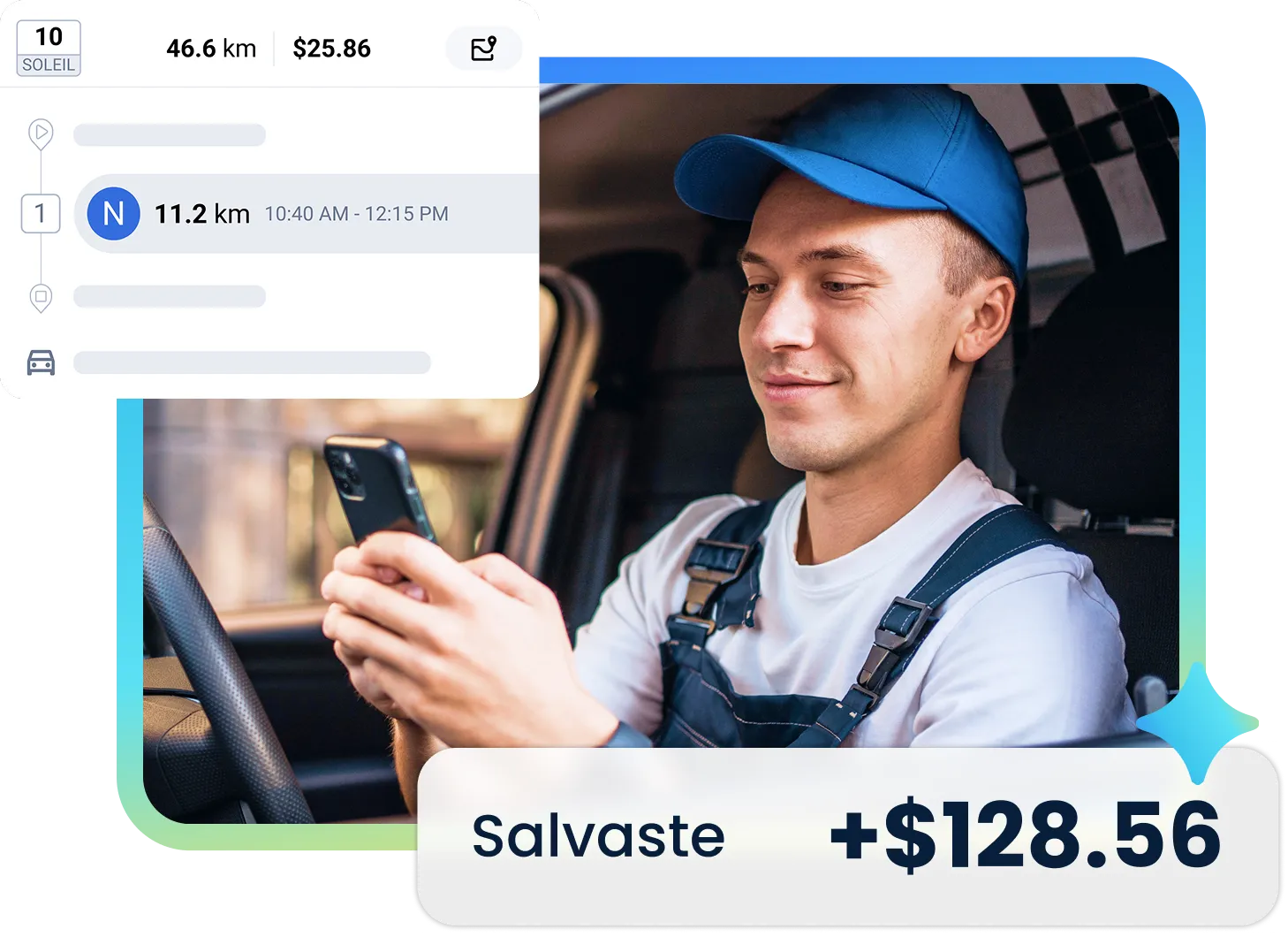 Conductor que usa TripLog y recibe ahorros.