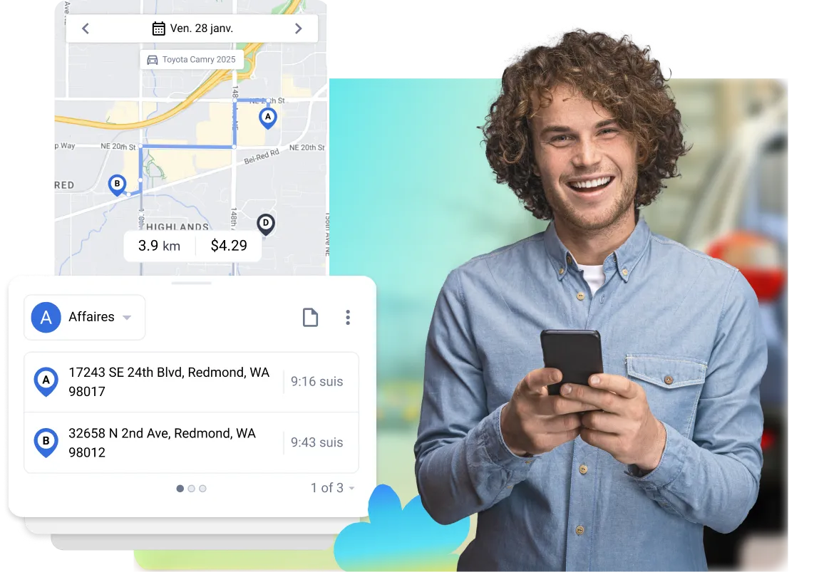 Le conducteur visualise son trajet quotidien pour faciliter le classement sur une carte.