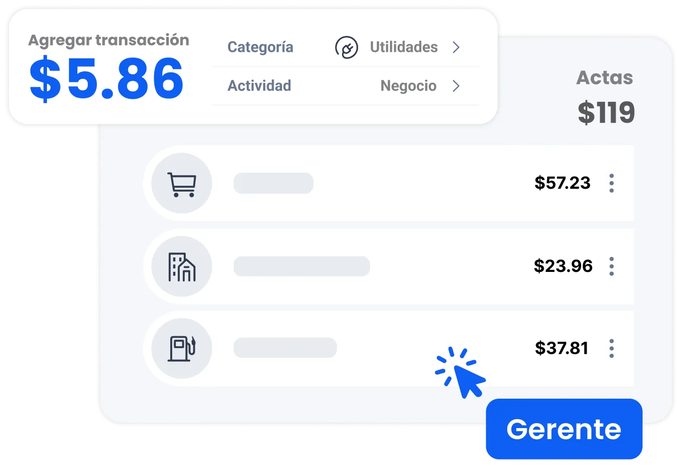 Funciones de seguimiento de gastos