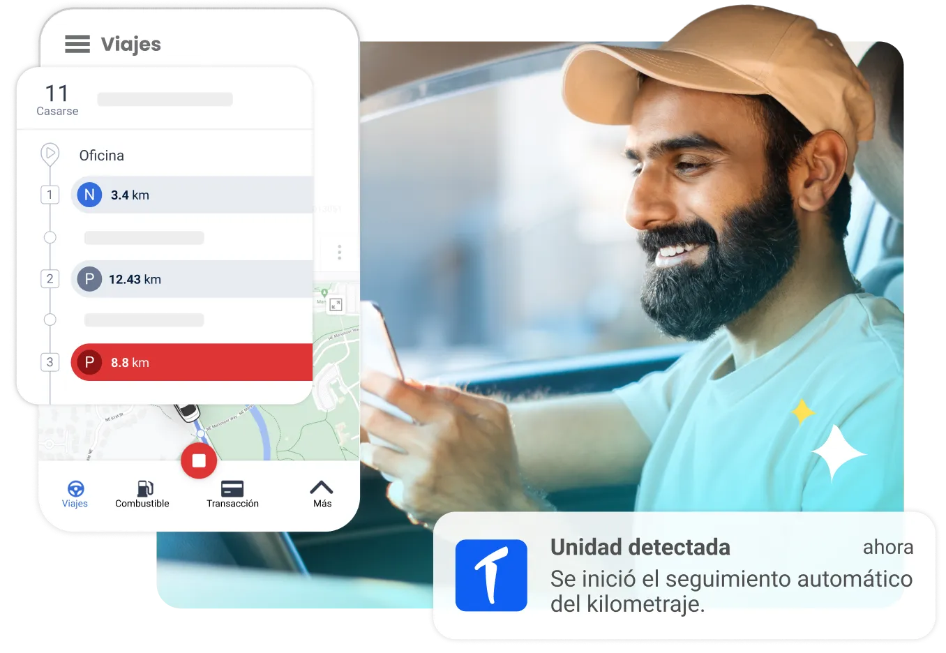 El conductor de TripLog rastrea el kilometraje con detección automática de viajes
