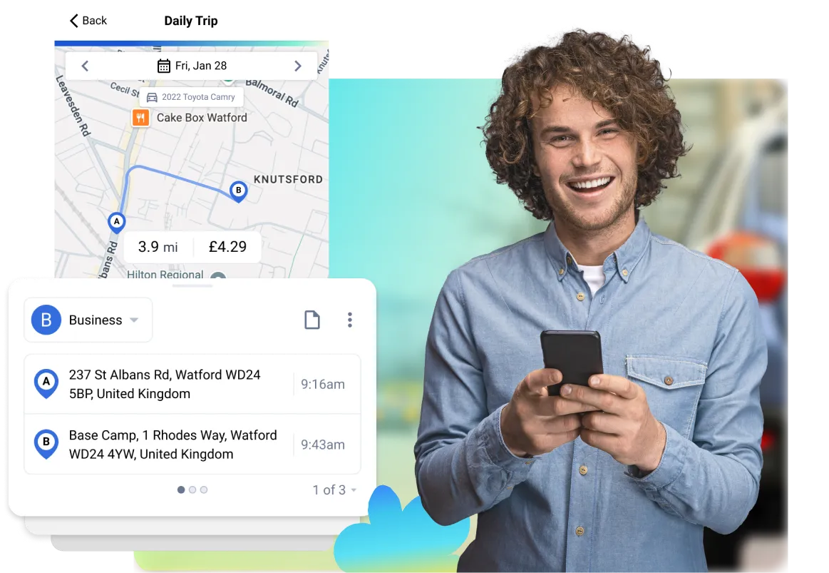 Driver viewing their daily trip for easy classification on a map.