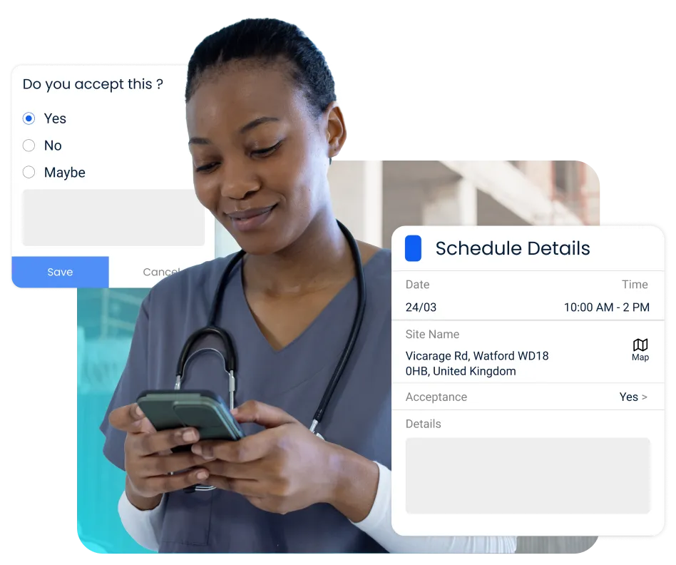 Worker managing their schedule in the TripLog mobile app