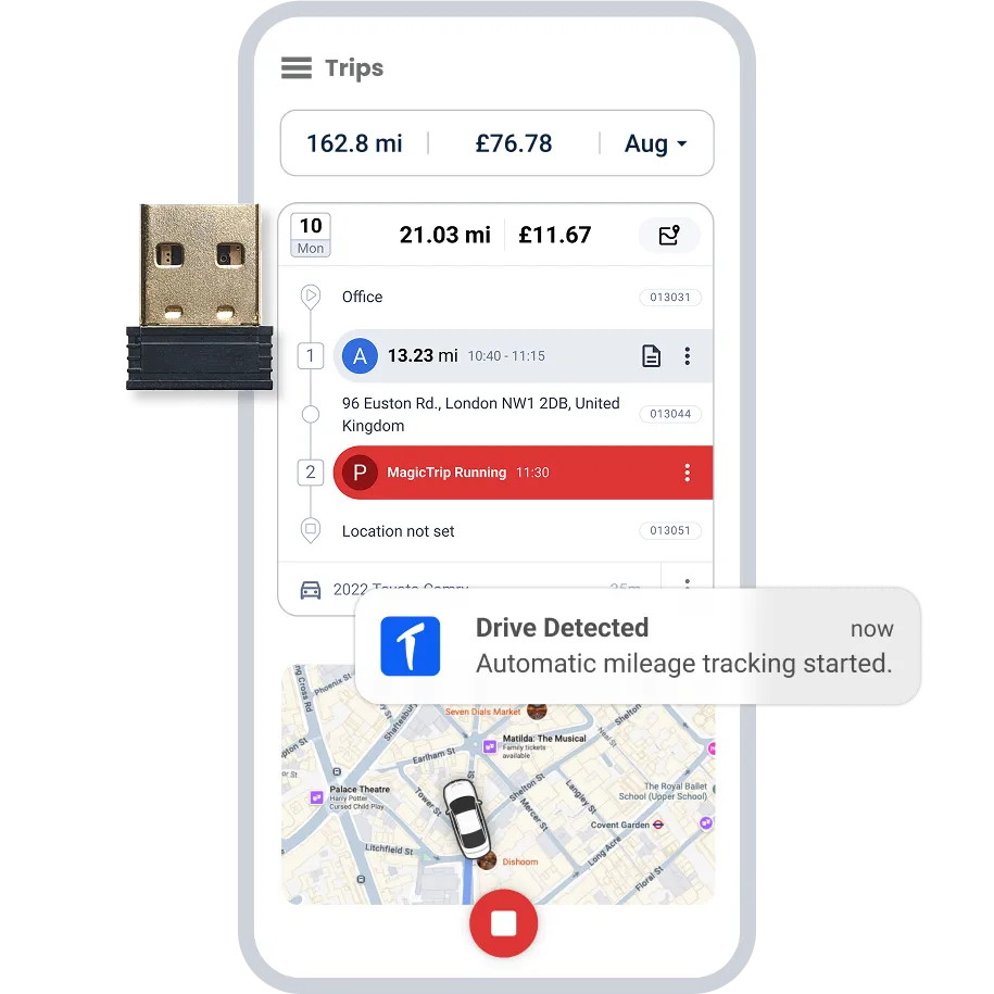 an image showing TripLog Beacon, TripLog's iBeacon mileage tracking device