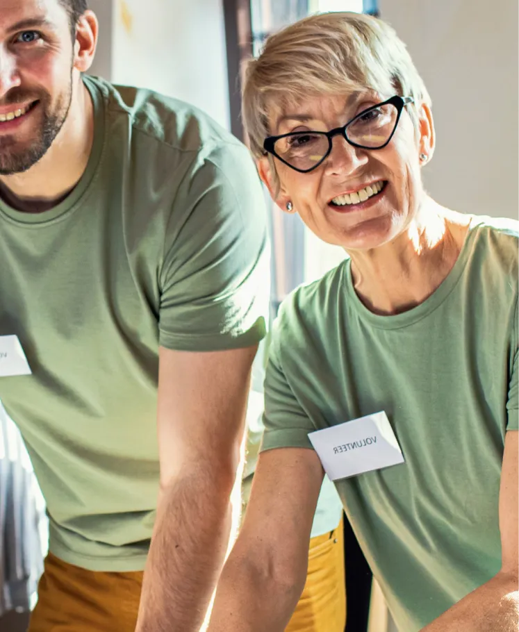 Nonprofit volunteers working together at a community event