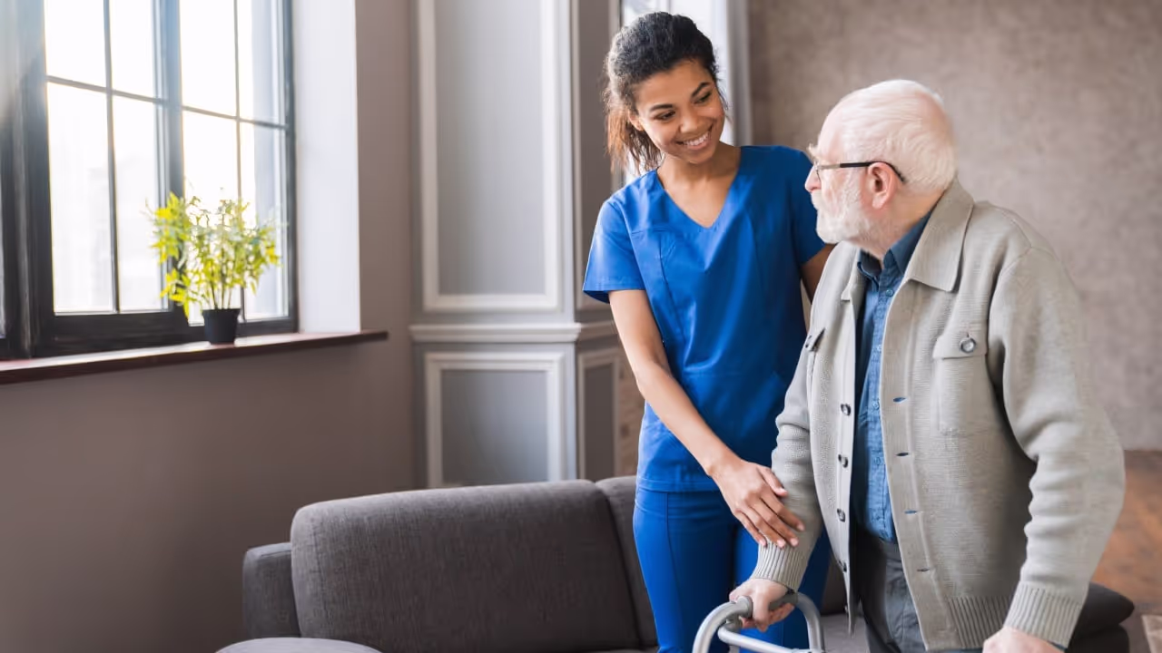 evv blog cover photo home care provider helping patient|healthcare provider helping patient maybe using evv