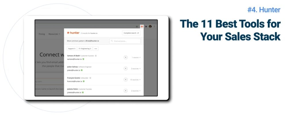 11 best tools for your sales stack hunter email hunter