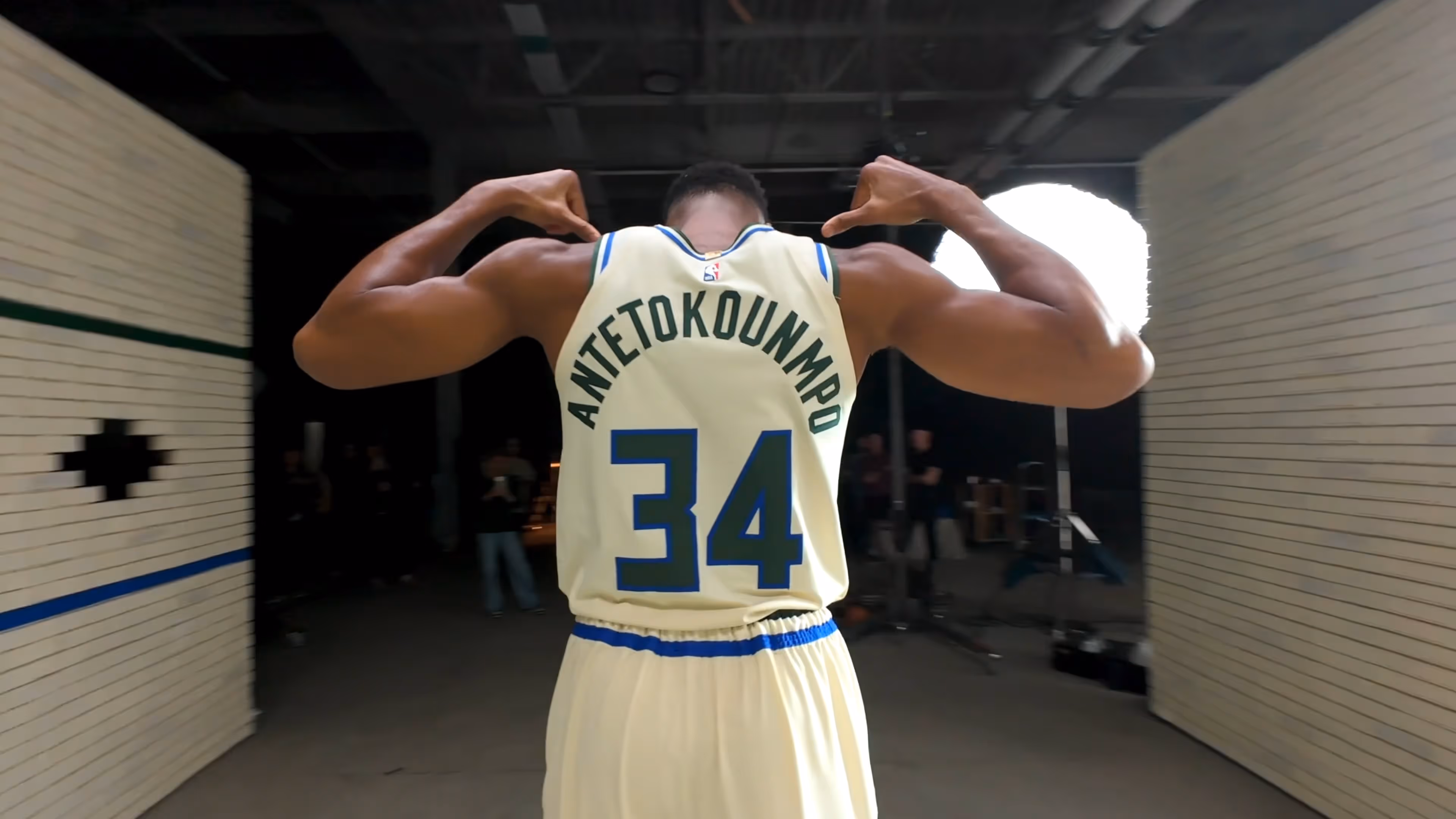 NBA top Player for the Bucks posing from the back to present 