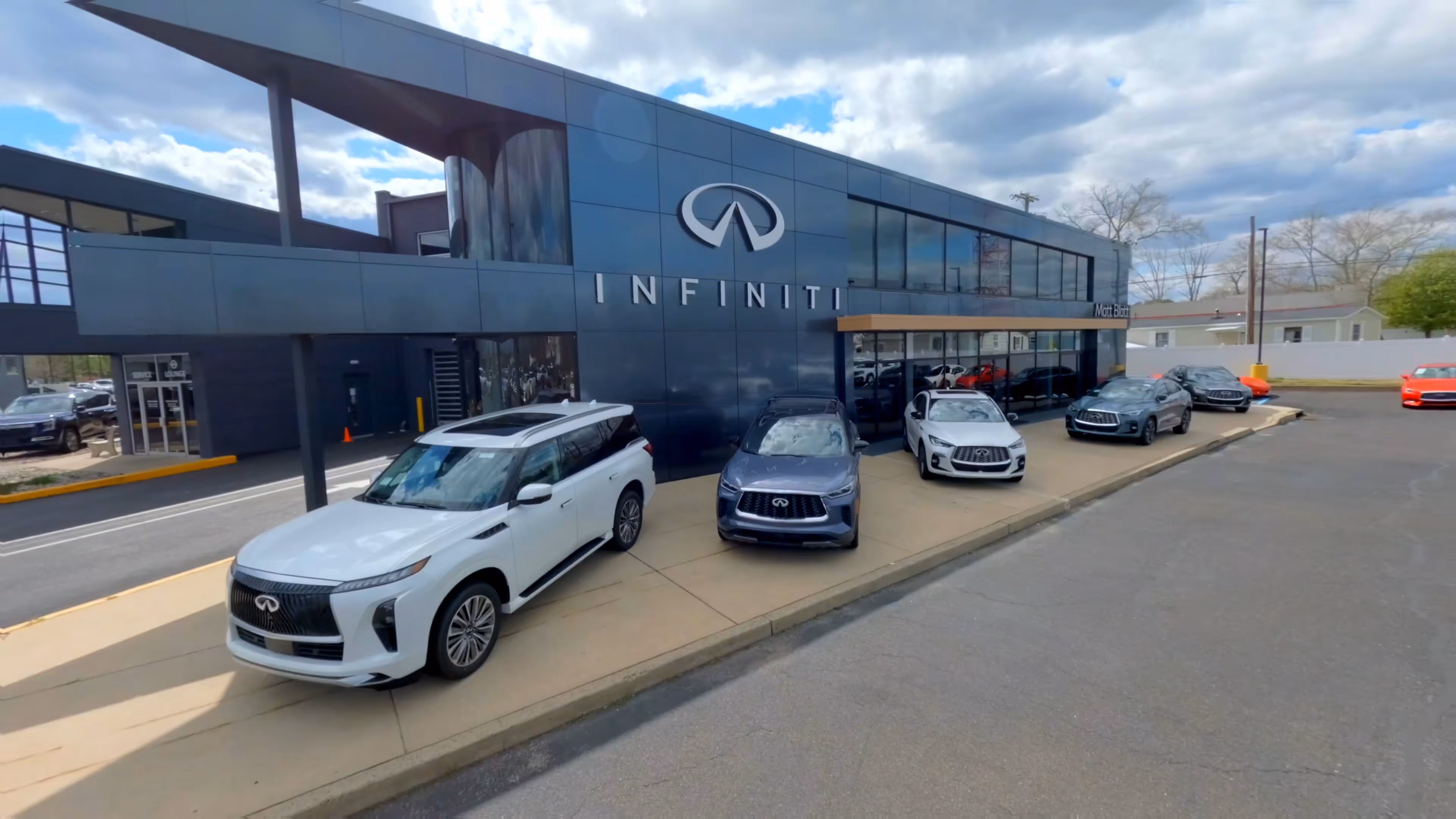 drone view of a car lot 