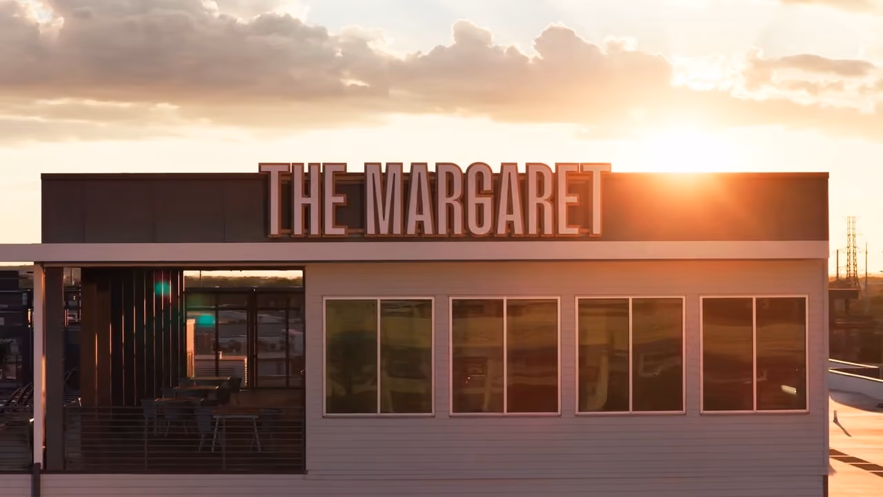 ARIEAL VIEW of the Margaret Rooftop during sunset 