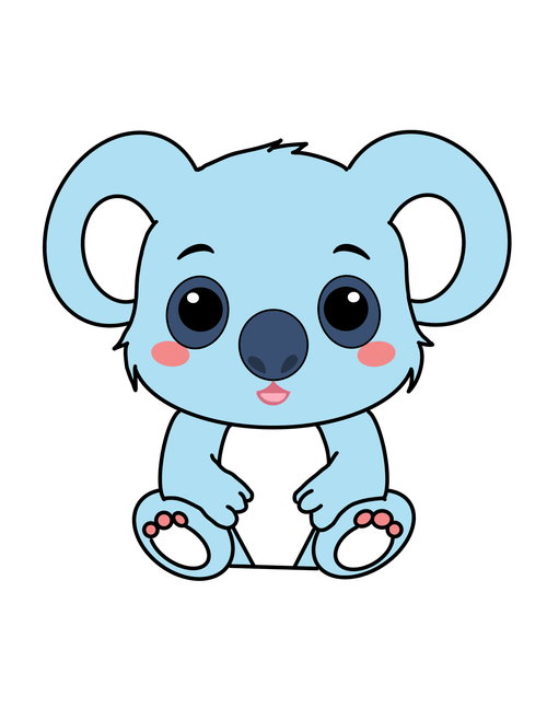 final sketch of blue and white koala