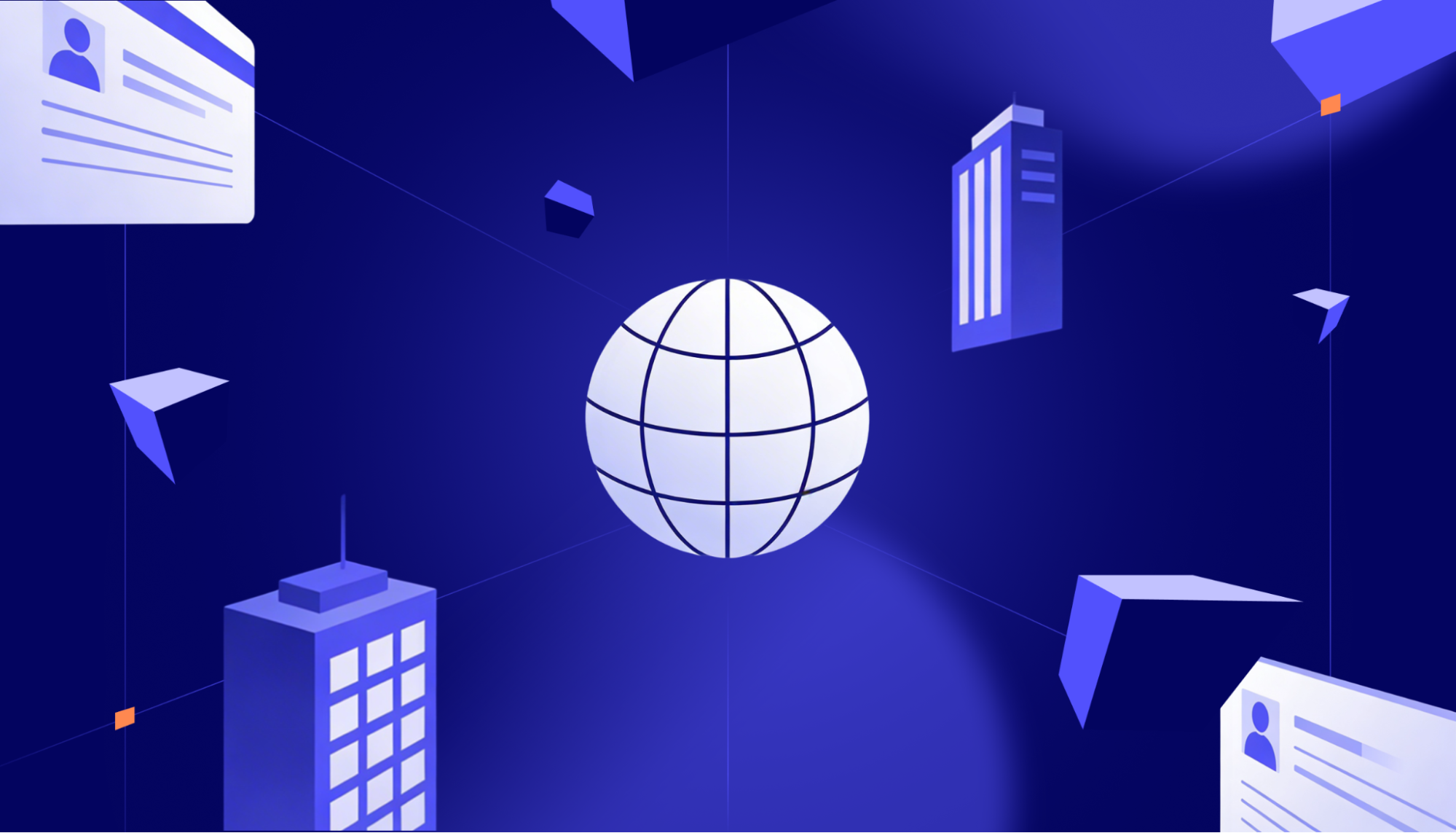 globe covered by business and owner connections to represent the verification process