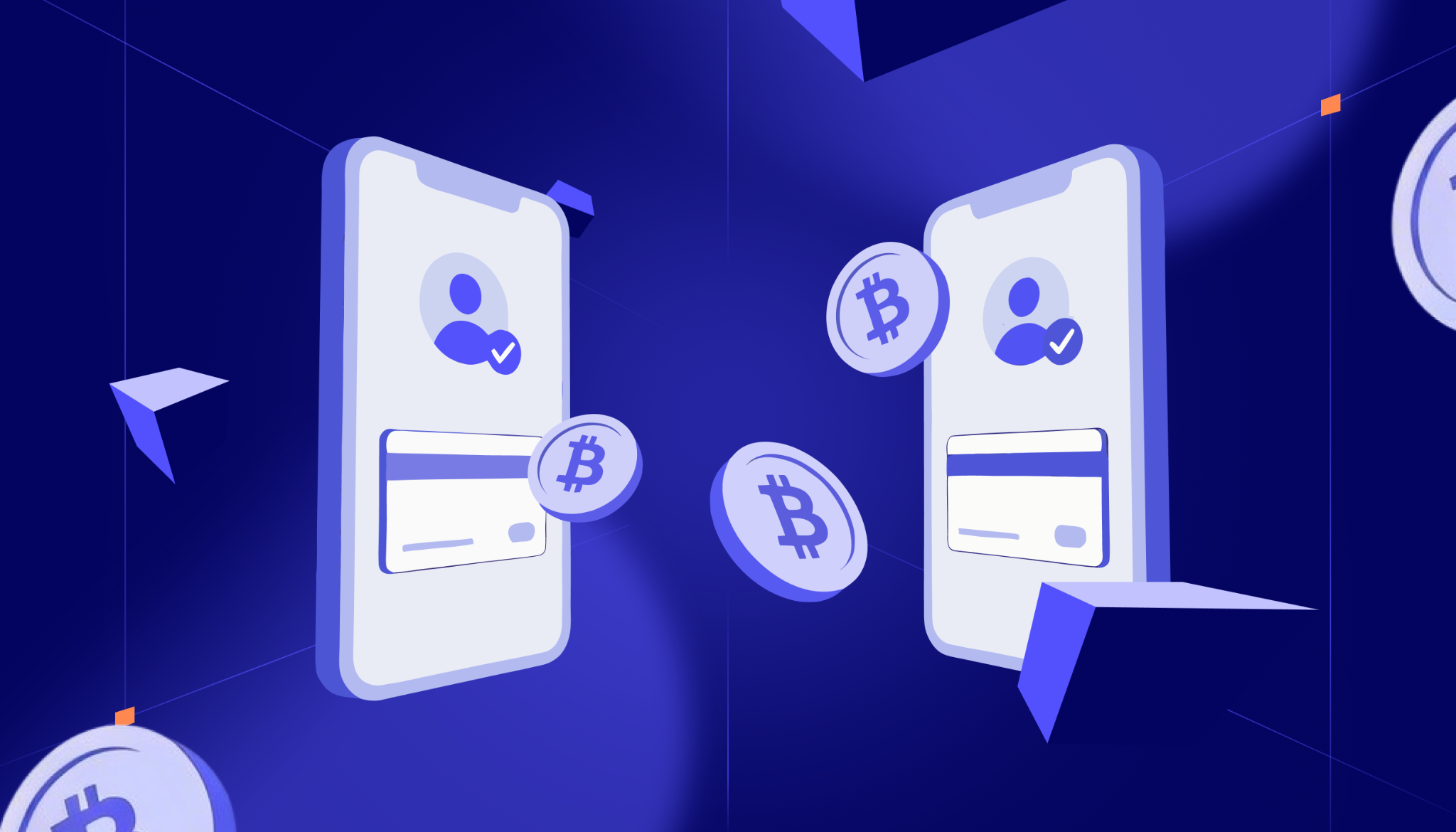 Two mobile phones depicting crypto exchange from other to the other.