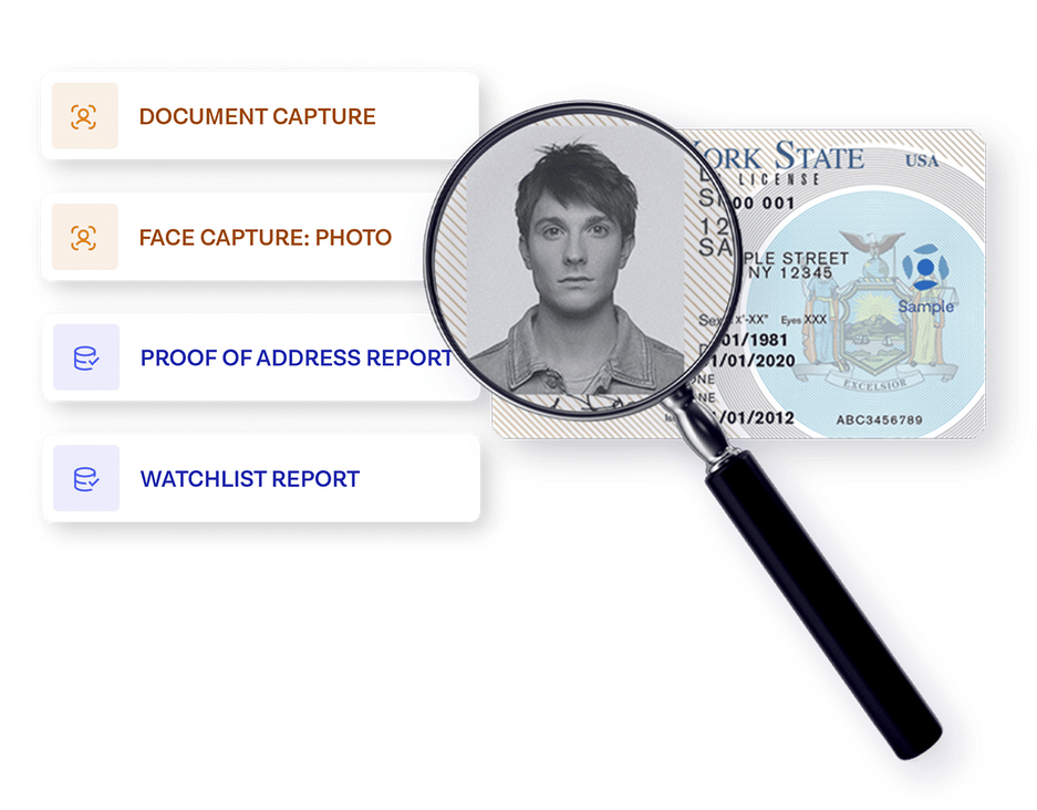 Face capture, watchlist report, and other online ID verification features