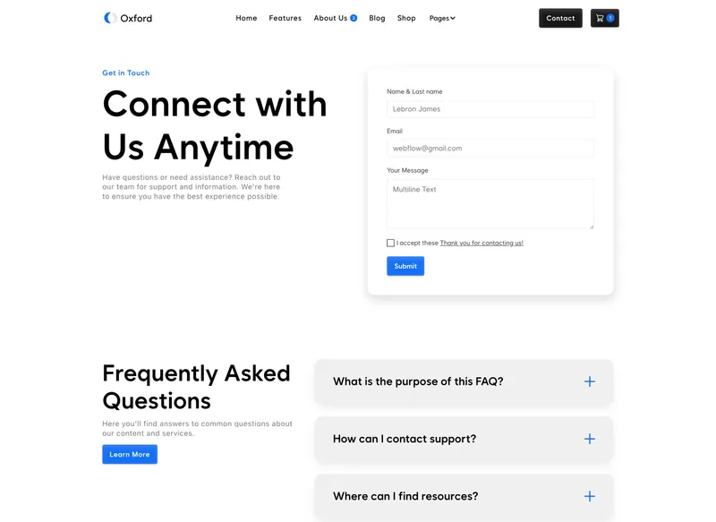 Saas Webflow Template - Oxford - Designed by Azwedo.com and Wedoflow.com