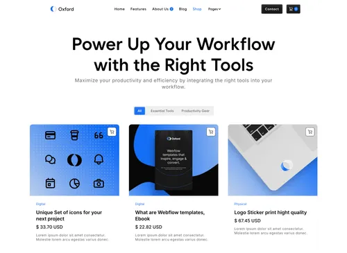 Saas Webflow Template - Oxford - Designed by Azwedo.com and Wedoflow.com
