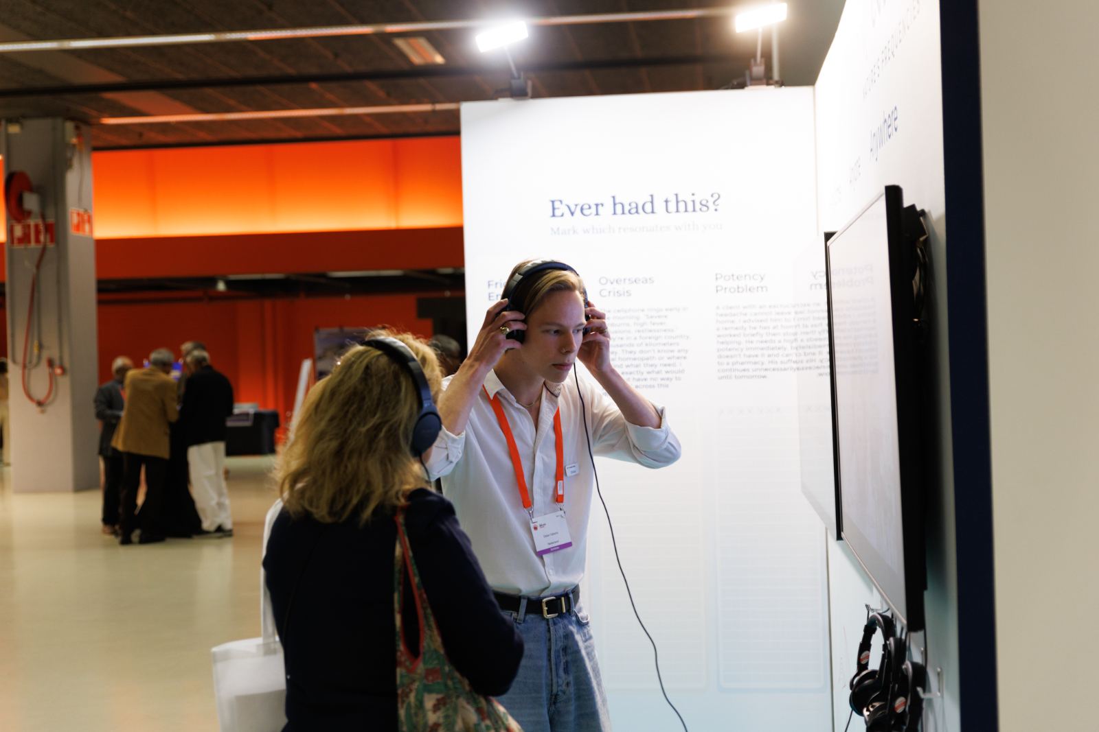Visitors trying Innovibe at listening stations