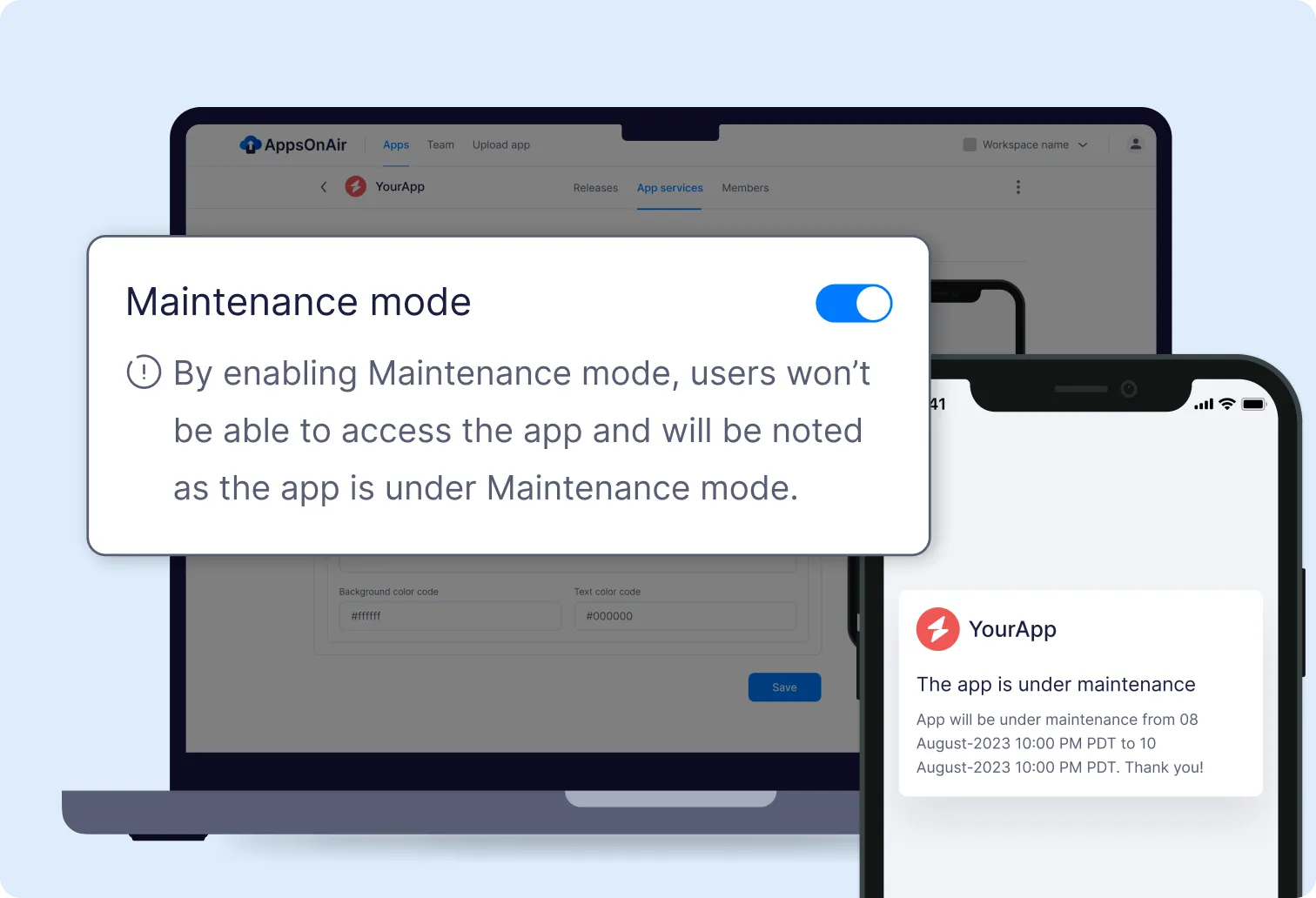 Switch on maintenance mode