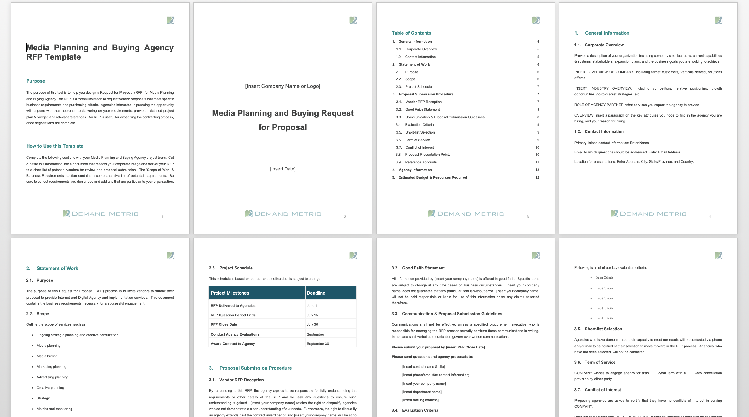 Media Planning and Buying Agency RFP Template