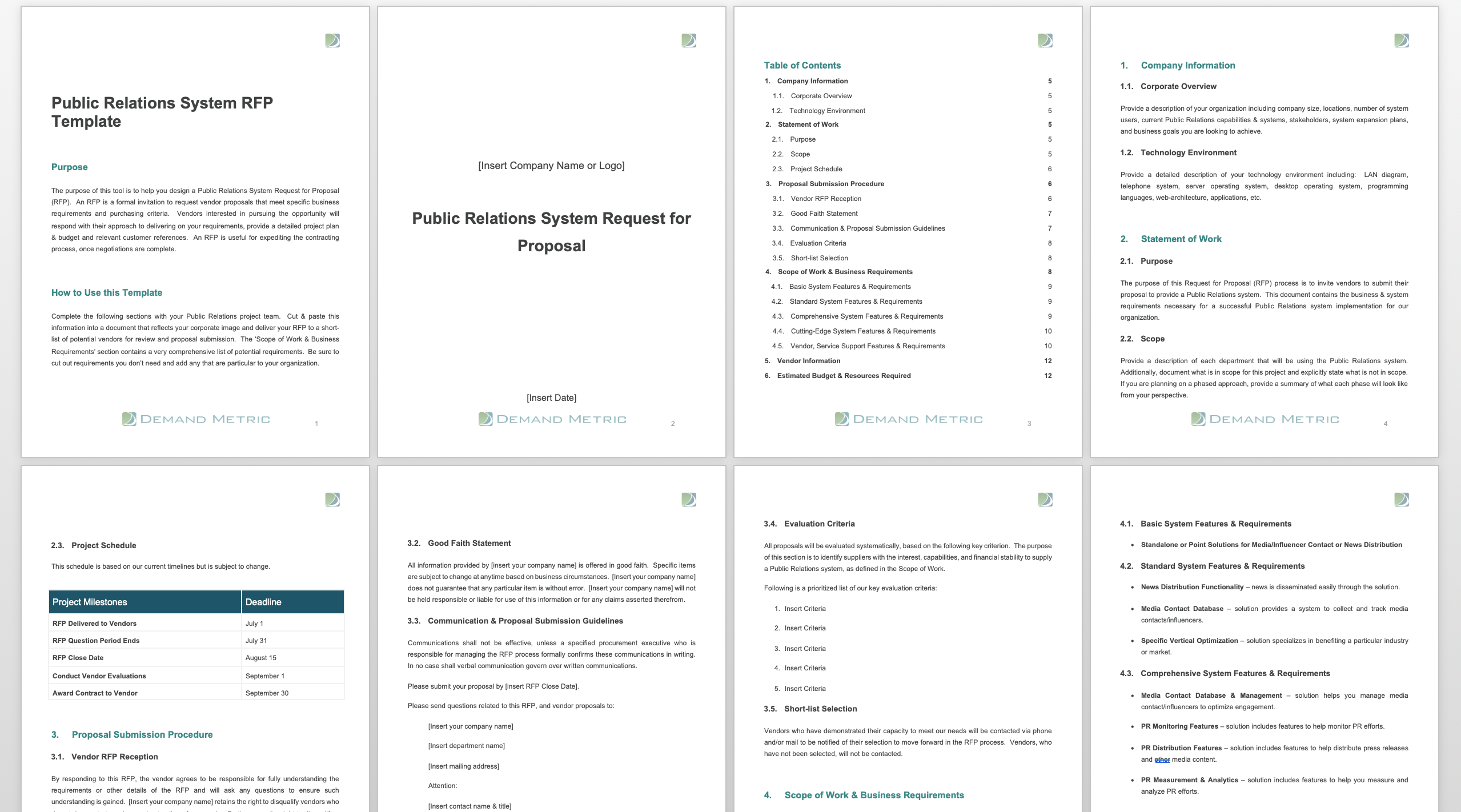 Public Relations System RFP Template