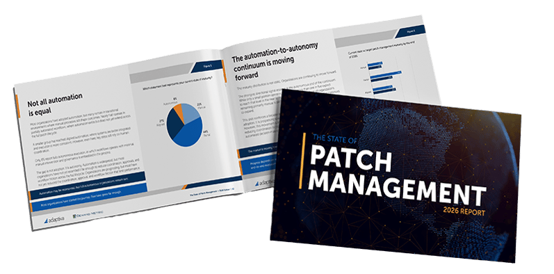 State of Patch Management report artwork from Adaptiva's 2026 research page, developed in partnership with Demand Metric.