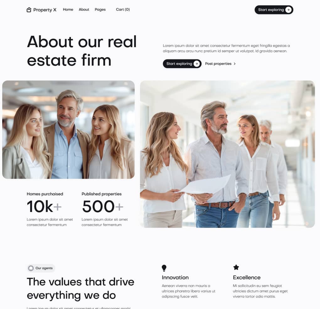 Property X - About Page - Real Estate Webflow Template