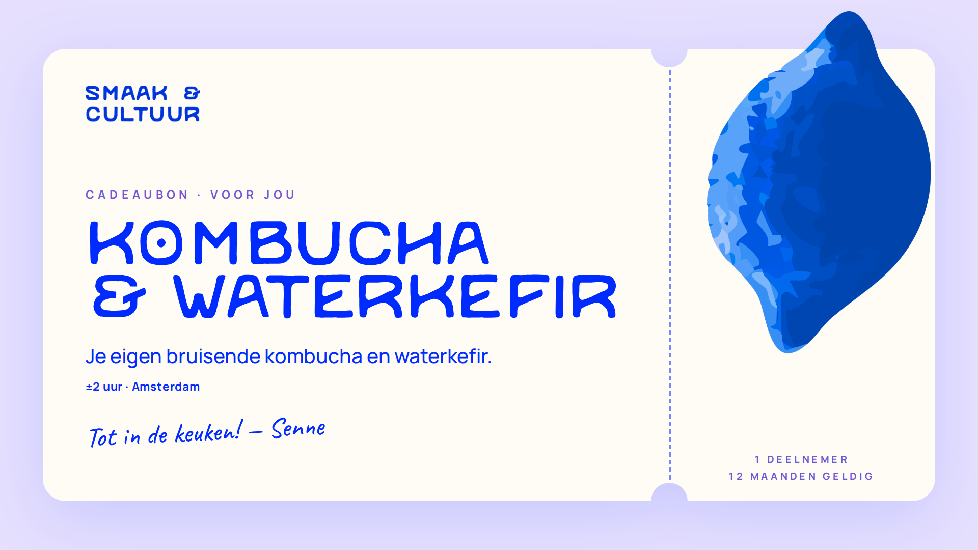 Cadeaubon voor de workshop kombucha en waterkefir van Smaak & Cultuur