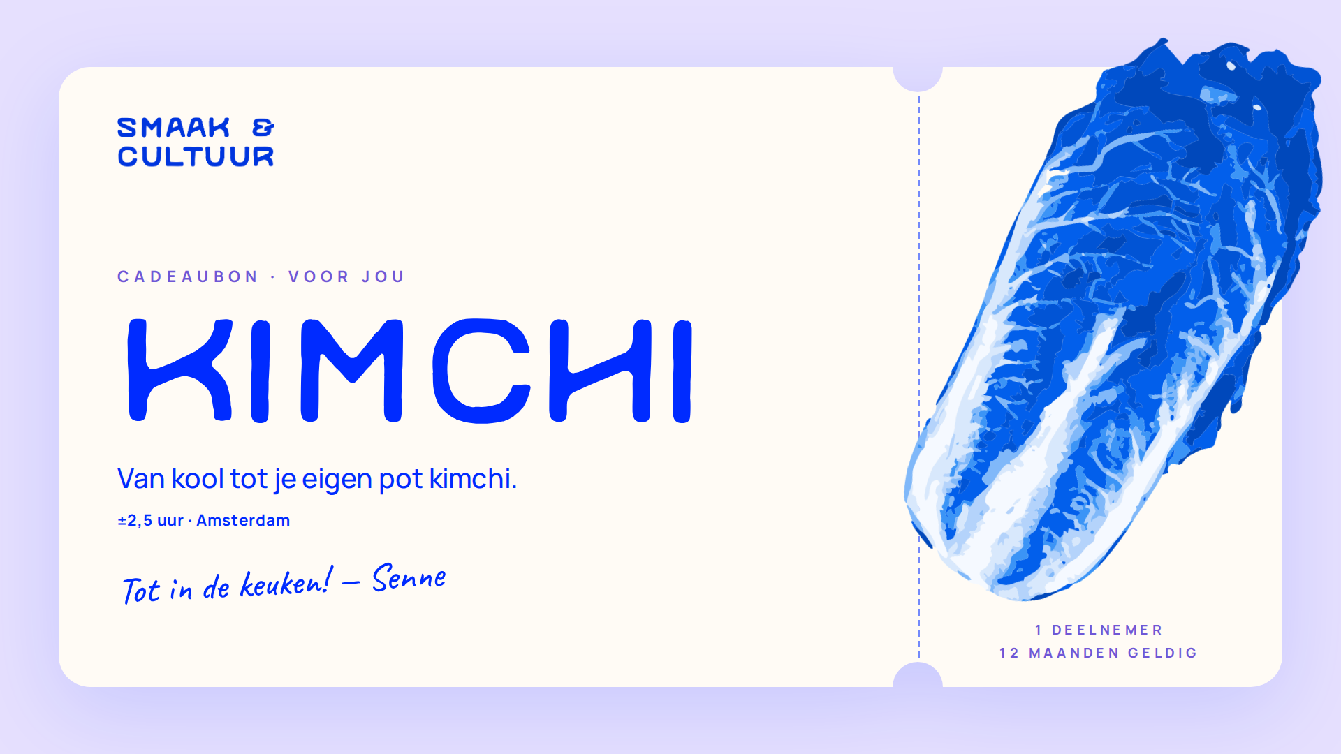 Cadeaubon voor de kimchiworkshop van Smaak & Cultuur
