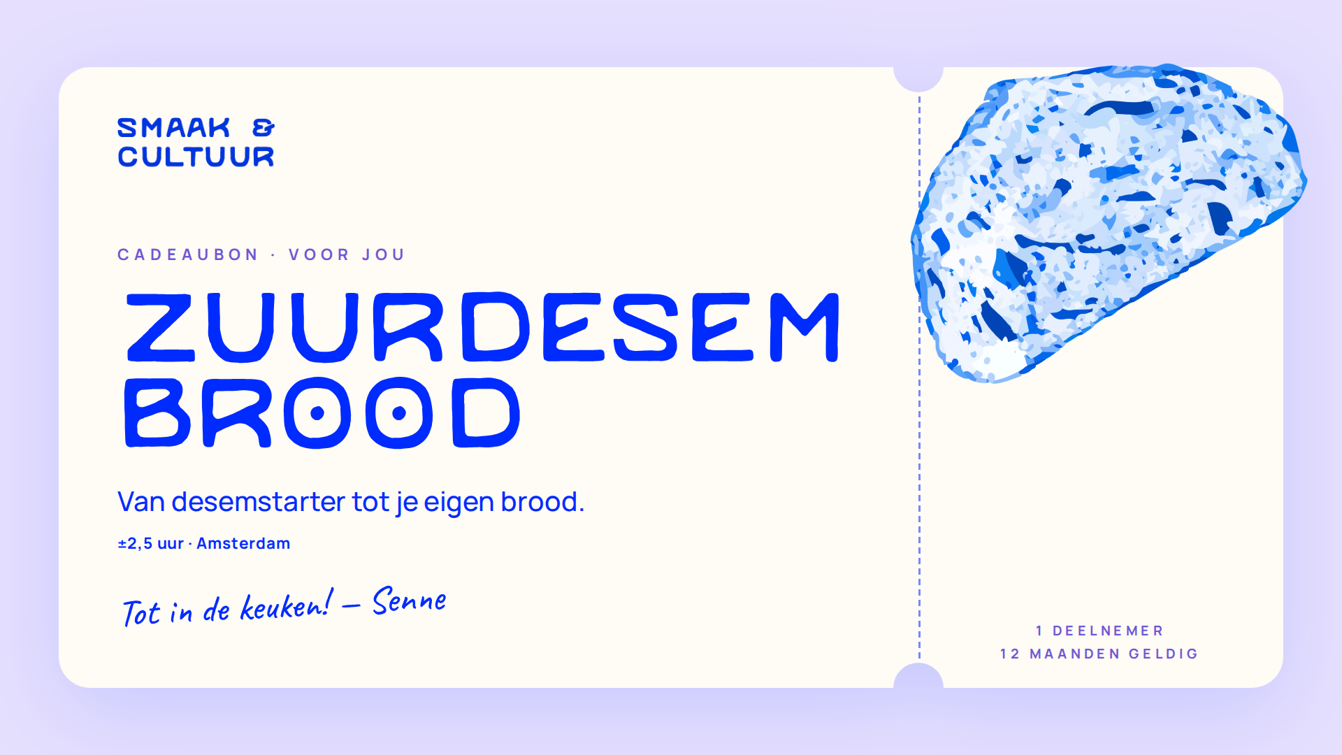Cadeaubon voor de workshop zuurdesembrood van Smaak & Cultuur