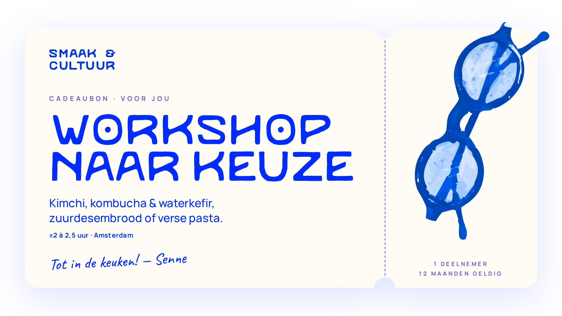 Cadeaubon voor een workshop naar keuze bij Smaak & Cultuur
