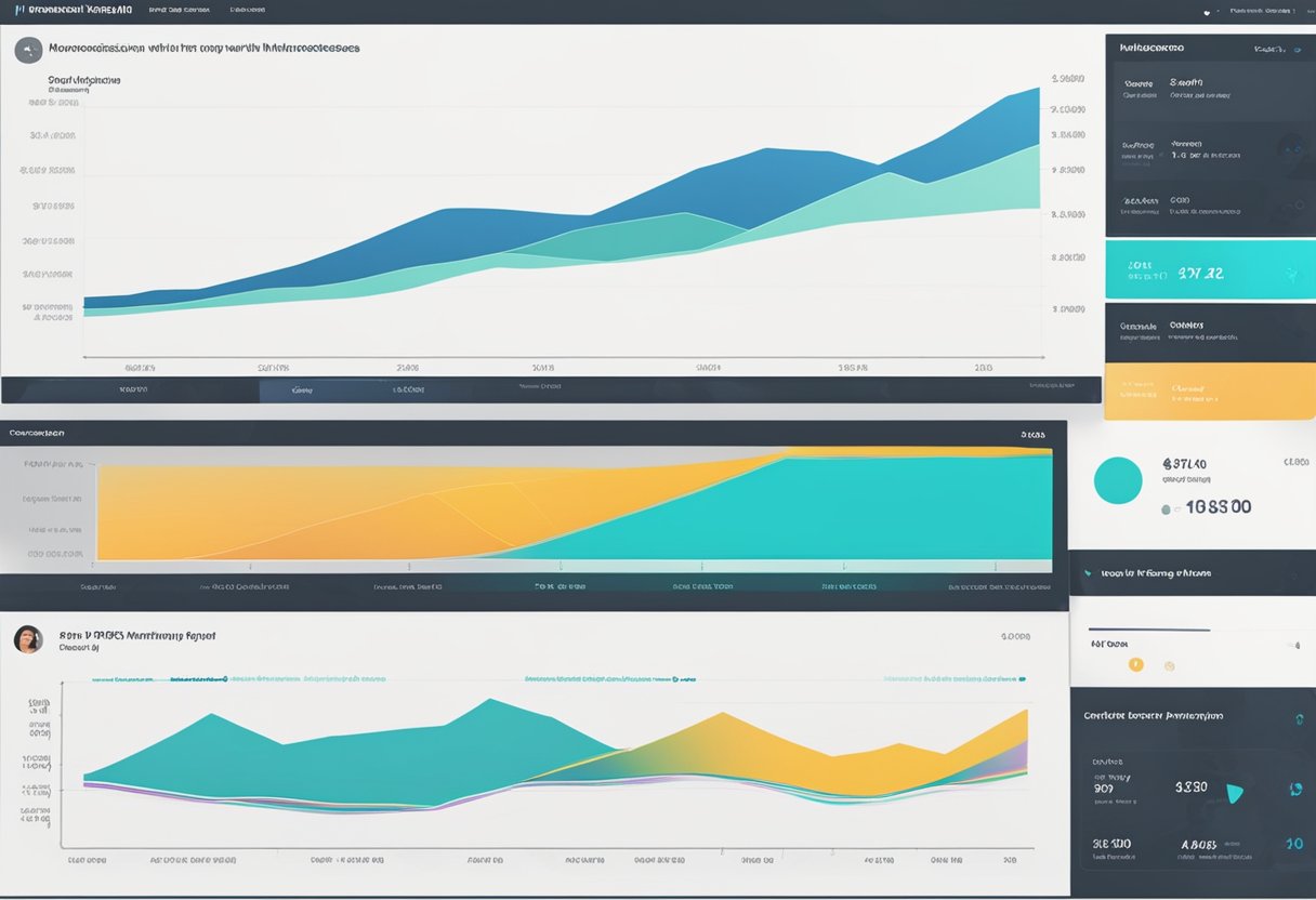 A computer screen displaying "Monetization strategies with PPV: What is PPV on OnlyFans" with a graph showing increasing revenue