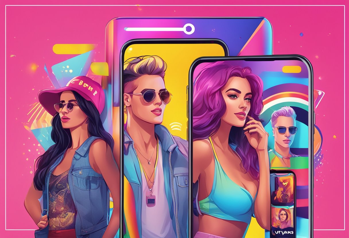 A vibrant digital ad with "PPV" and "OnlyFans" logos, featuring enticing content and promotional text, surrounded by eye-catching graphics and bold colors