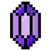 Pixel art image of a purple crystal or gem with vertical facets and black outline against a transparent background.