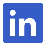 LinkedIn logo with white lowercase 'in' letters on a blue square background.