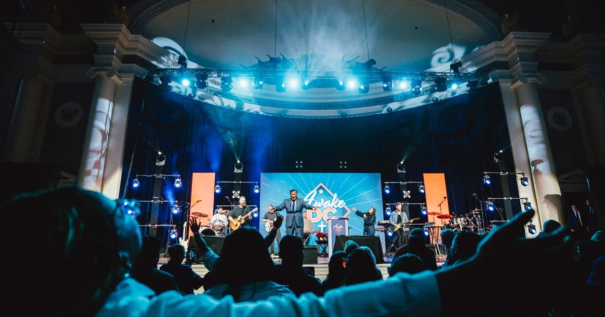 AWAKE DC revival event — audience gathered for worship and prayer