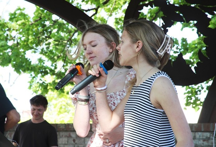 Young students leading worship and revival prayers at the National Day of Prayer event in Idaho
