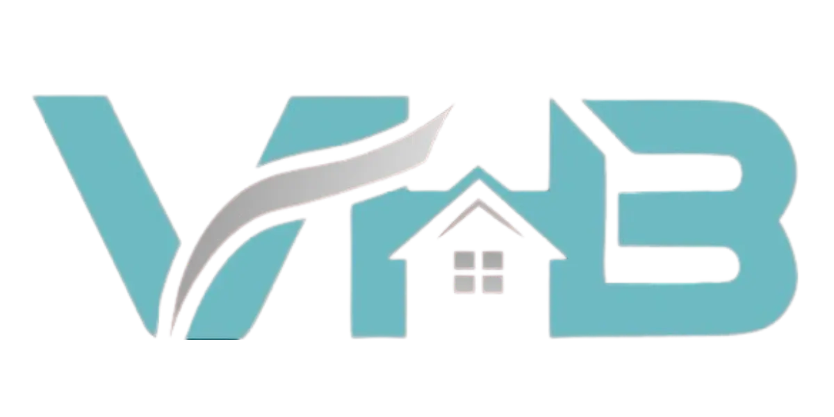Vegas Home Buyers company logo with teal letters and a house icon
