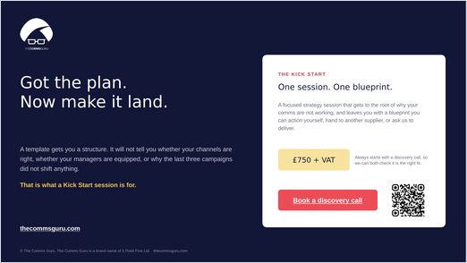 Internal Communications Plan, Kick Start offer slide