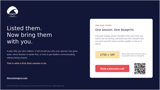 Stakeholder Management Plan, Kick Start offer slide