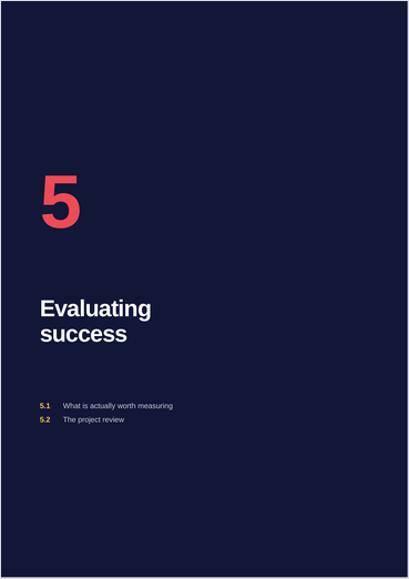Evaluating success, section cover